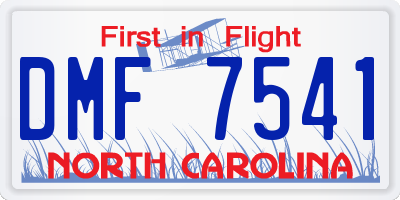 NC license plate DMF7541