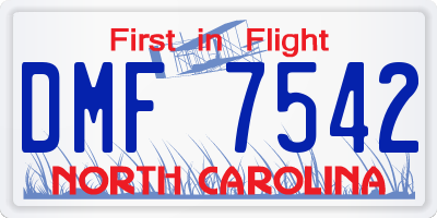 NC license plate DMF7542
