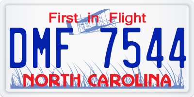 NC license plate DMF7544