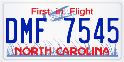 NC license plate DMF7545