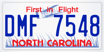 NC license plate DMF7548