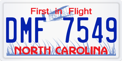 NC license plate DMF7549