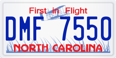 NC license plate DMF7550