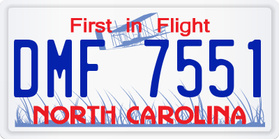 NC license plate DMF7551