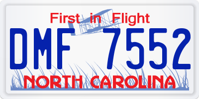 NC license plate DMF7552