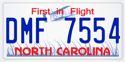 NC license plate DMF7554