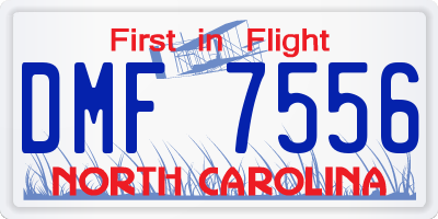 NC license plate DMF7556