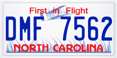 NC license plate DMF7562