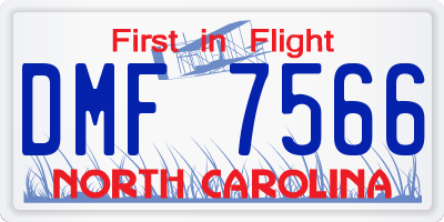 NC license plate DMF7566