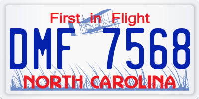 NC license plate DMF7568