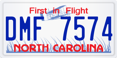NC license plate DMF7574