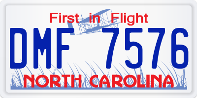 NC license plate DMF7576