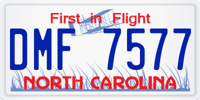 NC license plate DMF7577