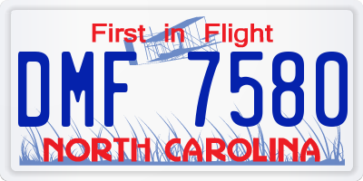 NC license plate DMF7580