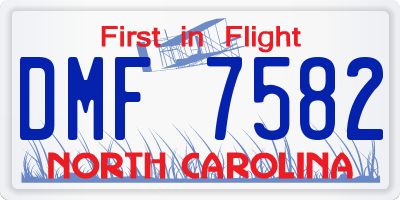 NC license plate DMF7582