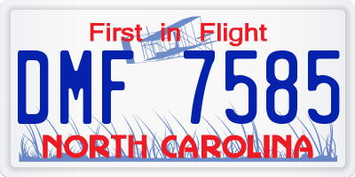 NC license plate DMF7585