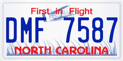 NC license plate DMF7587