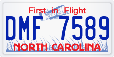 NC license plate DMF7589