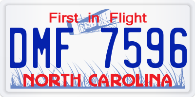 NC license plate DMF7596