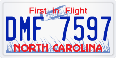 NC license plate DMF7597