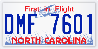 NC license plate DMF7601