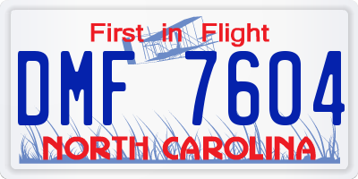 NC license plate DMF7604