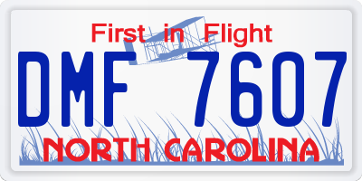 NC license plate DMF7607