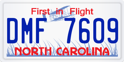 NC license plate DMF7609