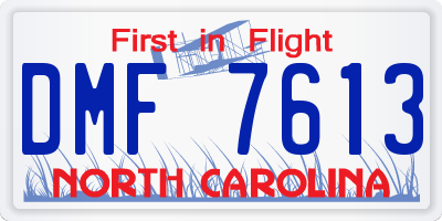 NC license plate DMF7613