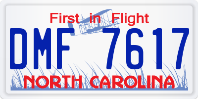 NC license plate DMF7617