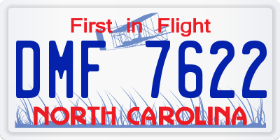NC license plate DMF7622