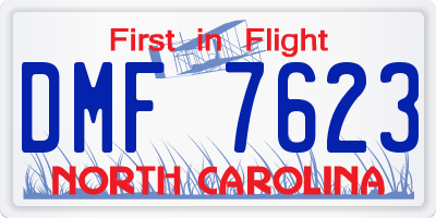 NC license plate DMF7623