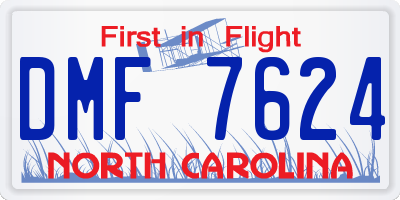 NC license plate DMF7624