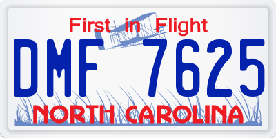 NC license plate DMF7625