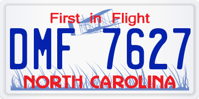 NC license plate DMF7627