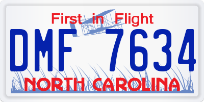 NC license plate DMF7634
