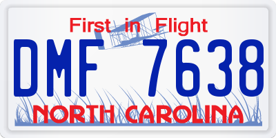 NC license plate DMF7638
