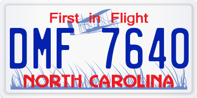 NC license plate DMF7640
