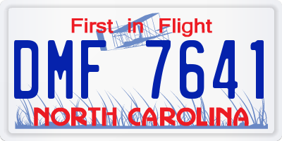 NC license plate DMF7641