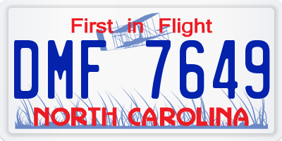 NC license plate DMF7649