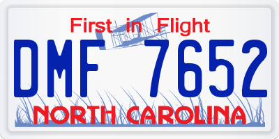 NC license plate DMF7652