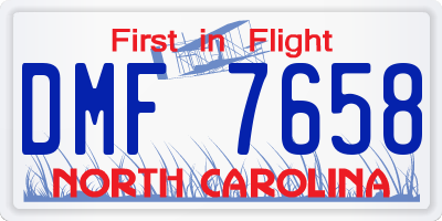 NC license plate DMF7658
