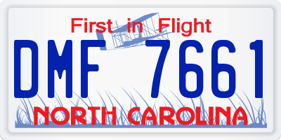 NC license plate DMF7661