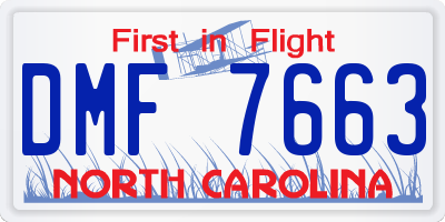 NC license plate DMF7663