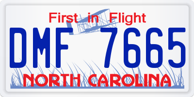 NC license plate DMF7665