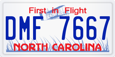 NC license plate DMF7667