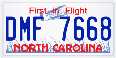 NC license plate DMF7668