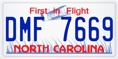 NC license plate DMF7669