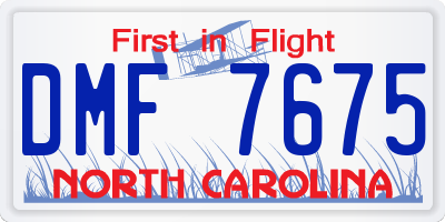 NC license plate DMF7675