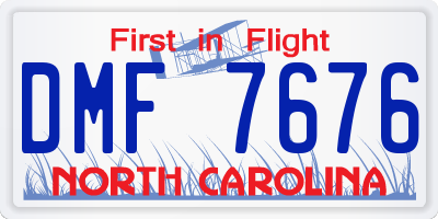 NC license plate DMF7676